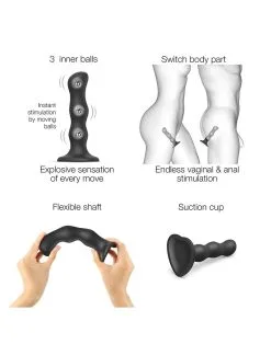 Strap-On-Me - Anaal Dildo/Buttplug Geisha Balls Met Losse Roterende Balletjes - Zwart -Sex Toys winkel Strap On Me Anaal DildoButtplug Geisha Balls Met Losse Roterende Balletjes Zwart 8