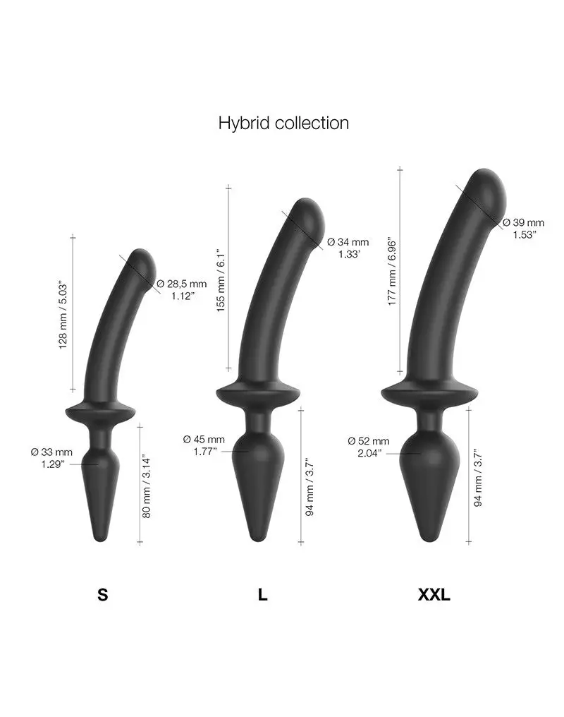 Strap-On-Me - Semi-Realistische Switch Plug-In 2-in-1 Dildo & Buttplug - Zwart 2 Strap-On-Me - Semi-Realistische Switch Plug-In 2-in-1 Dildo & Buttplug - Zwart - Afbeelding 2