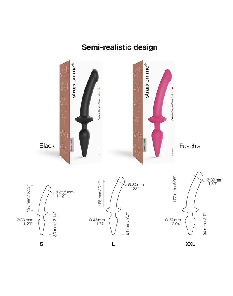 Strap-On-Me - Semi-Realistische Switch Plug-In 2-in-1 Dildo & Buttplug - Zwart 7 Strap-On-Me - Semi-Realistische Switch Plug-In 2-in-1 Dildo & Buttplug - Zwart - Afbeelding 7