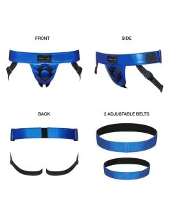 Strap-On-Me - Strapon Harnas PVC Leatherette Curious - Metallic Blauw 9 Strap-On-Me - Strapon Harnas PVC Leatherette Curious - Metallic Blauw -Sex Toys winkel Strap On Me Strapon Harnas PVC Leatherette Curious metallic blauw 3