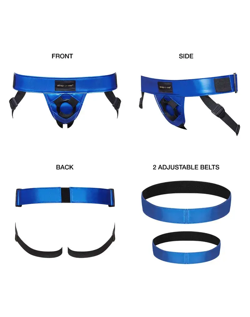 Strap-On-Me - Strapon Harnas PVC Leatherette Curious - Metallic Blauw 3 Strap-On-Me - Strapon Harnas PVC Leatherette Curious - Metallic Blauw - Afbeelding 3