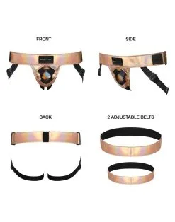 Strap-On-Me - Strapon Harnas PVC Leatherette Curious - Metallic Goud -Sex Toys winkel Strap On Me Strapon Harnas PVC Leatherette Curious metallic goud 3