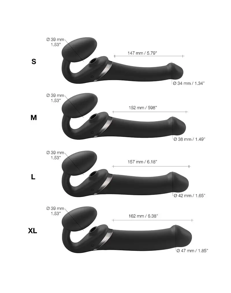 Strap-On-Me - Vibrerende Strapless Voorbinddildo Met Luchtdruk Stimulatie - Zwart 5 Strap-On-Me - Vibrerende Strapless Voorbinddildo Met Luchtdruk Stimulatie - Zwart - Afbeelding 5