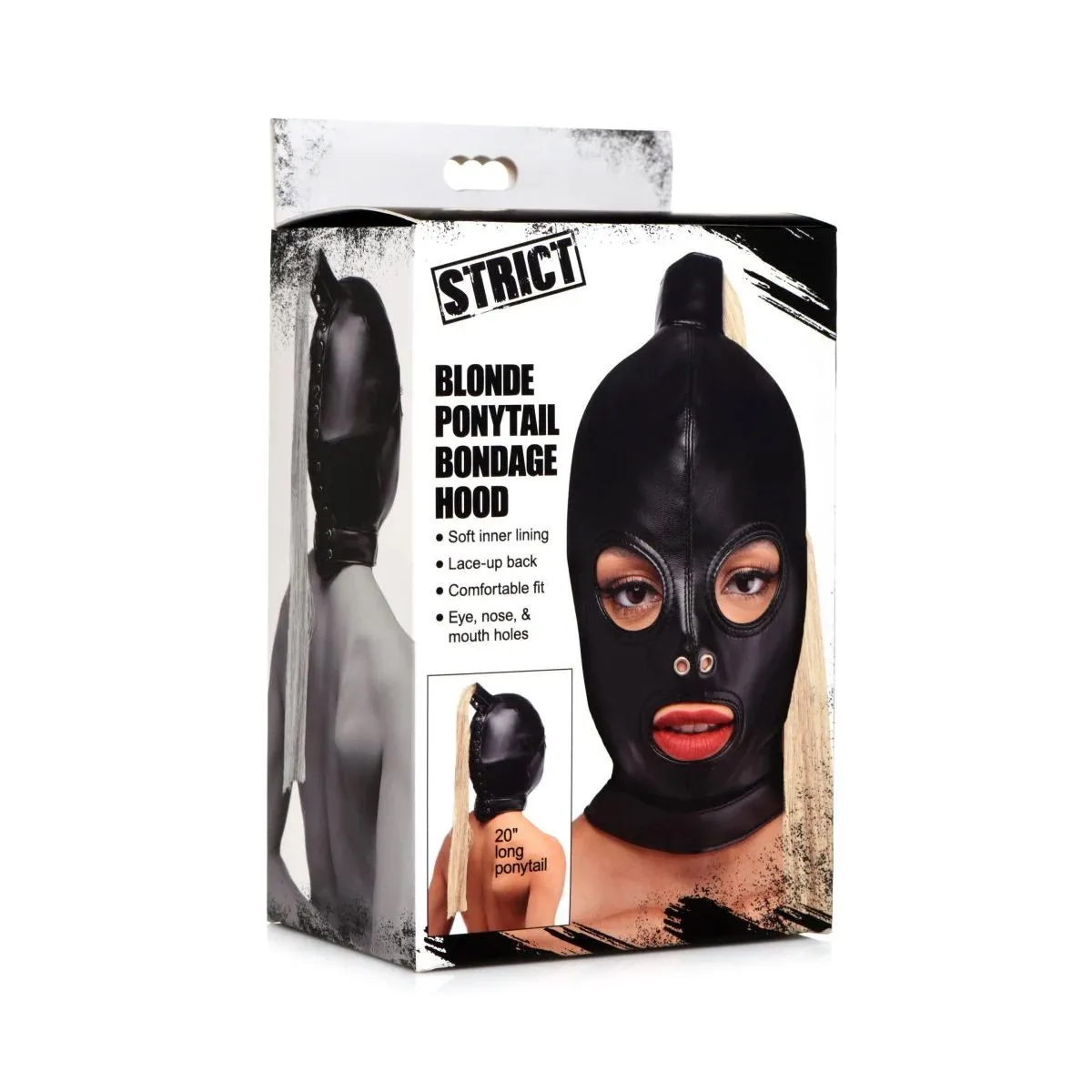 Kiotos Leather Strict - Bondage Hood Met Blonde Paardenstaart 5 Kiotos Leather Strict - Bondage Hood Met Blonde Paardenstaart - Afbeelding 5