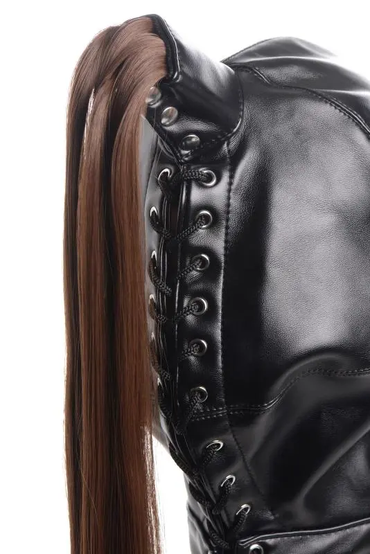 EDC Strict Bondage Hoofd Masker Met Paardenstaart 3 EDC Strict Bondage Hoofd Masker Met Paardenstaart - Afbeelding 3