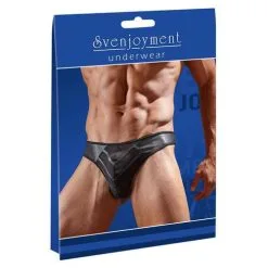 Svenjoyment Kunstleren String Met Netstof - Zwart 5 Svenjoyment Kunstleren String Met Netstof - Zwart -Sex Toys winkel Svenjoyment Kunstleren String Met Netstof Zwart 3