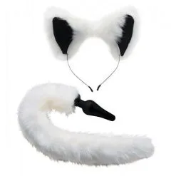 Tailz White Fox Buttplug & Haarband Set - Wit