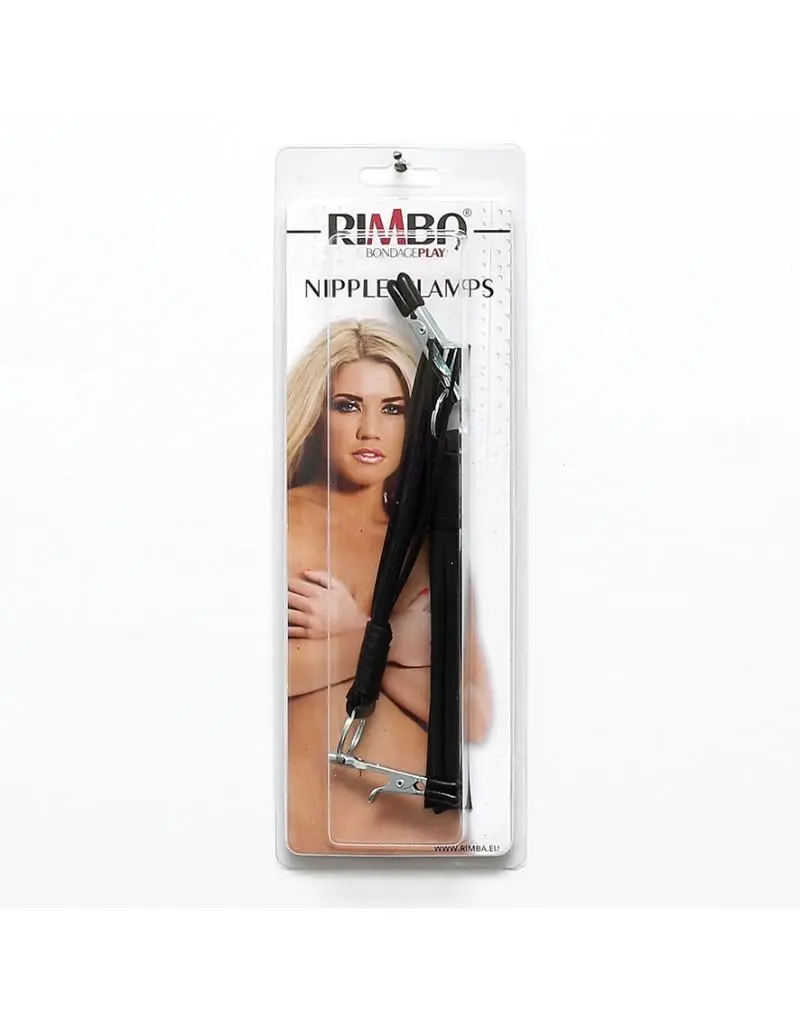 Rimba Bondage Play Tepelklemmen Met Zwart Leren Kwastje/Zweepje 2 Rimba Bondage Play Tepelklemmen Met Zwart Leren Kwastje/Zweepje - Afbeelding 2