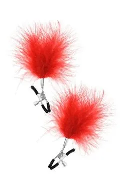 Sweet Caress Tepelklemmen Met Rode Veertjes