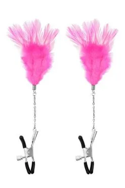 Sweet Caress Tepelklemmen Met Roze Veertjes