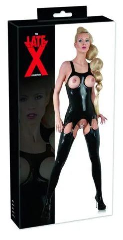 The Latex Collection - Latex Jarreteltop Met Open Cups - Zwart -Sex Toys winkel The Latex Collection Latex Jarreteltop Met open Cups zwart 4