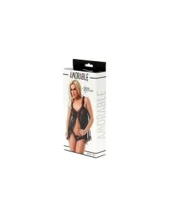 Amorable By Rimba Transparant Zwarte Babydoll Met Rode Roezels Inclusief Slipje -Sex Toys winkel Transparant zwarte babydoll met rode roezels inclusief slipje 3