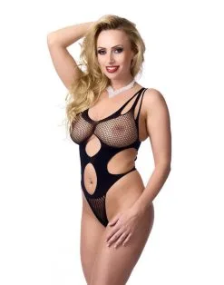 Amorable By Rimba Transparante Body Met Uitsparingen En Visnet Accenten - Zwart