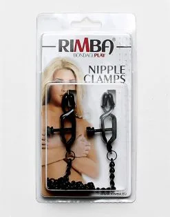 Rimba Bondage Play Verstelbare Tepelklemmen In Cijfer-8 Vorm Met Aandraaischroef En Ketting - Zwart -Sex Toys winkel Verstelbare Tepelklemmen in cijfer 8 vorm met aandraaischroef en ketting zwart 3