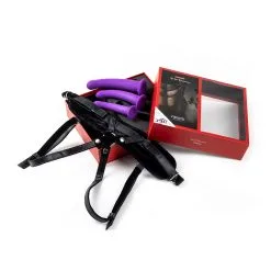 Virgite - Strap-on Harnas Met Dildo Set - Paars - Maat S/M/L