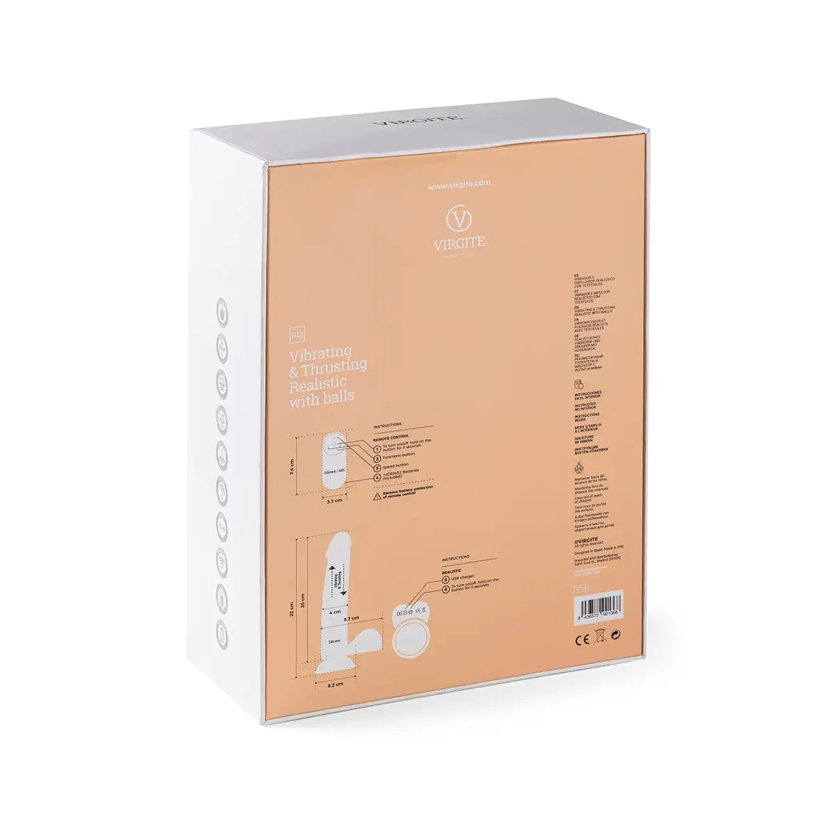 Virgite - Vibrerende En Stotende Dildo Met Remote R13 - Lichte Huidskleur 5 Virgite - Vibrerende En Stotende Dildo Met Remote R13 - Lichte Huidskleur - Afbeelding 5