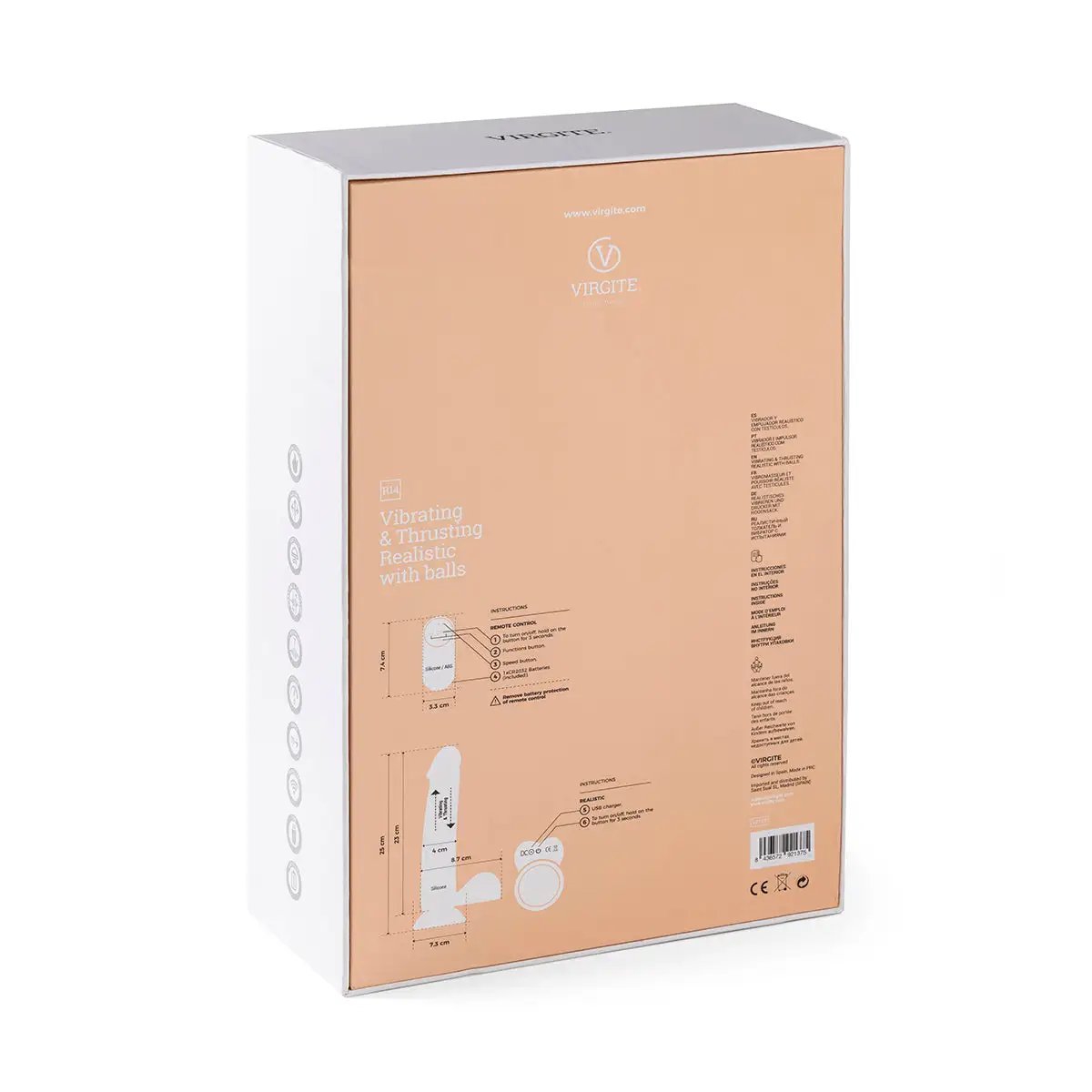 Virgite - Vibrerende En Stotende Dildo Met Remote R14 - Lichte Huidskleur 5 Virgite - Vibrerende En Stotende Dildo Met Remote R14 - Lichte Huidskleur - Afbeelding 5