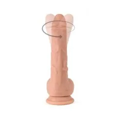 Virgite - Roterende Vibrerende Dildo Van 21 Cm Met Ballen En Remote Control - Lichte Huidskleur