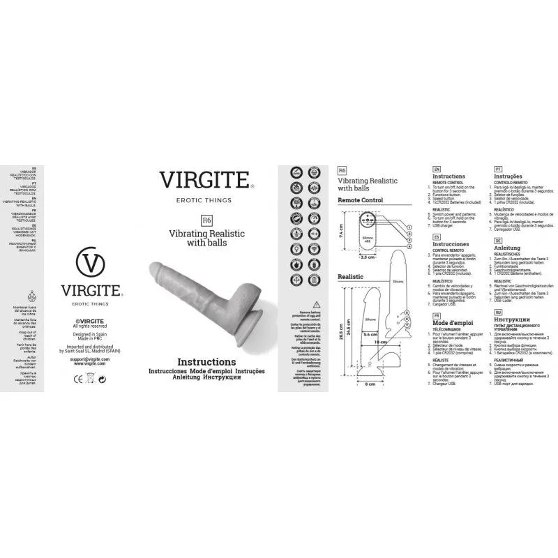 Virgite - Vibrerende Dildo Van 24.5 Cm Met Ballen En Remote Control - Lichte Huidskleur 7 Virgite - Vibrerende Dildo Van 24.5 Cm Met Ballen En Remote Control - Lichte Huidskleur - Afbeelding 7