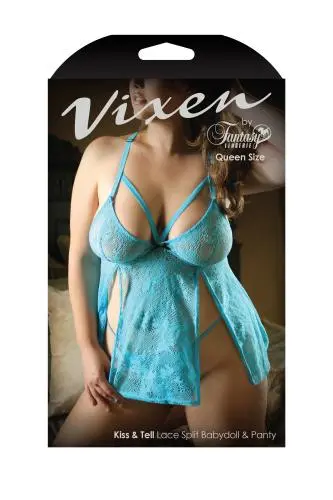 Vixen - Kiss & Tell 2-Delige Babydoll Set - Newport Blue 6 Vixen - Kiss & Tell 2-Delige Babydoll Set - Newport Blue - Afbeelding 6