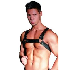Zado - Leren Borst Tuigje/Chest Harness - Zwart