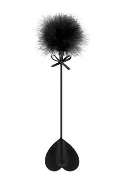 Sweet Caress Zwart Tap Zweepje Flapje In De Vorm Van Hart En Met Zachte Pompom - Zwart